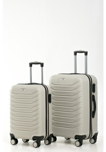 Yefa Pp Polipropilen Kırılmaz Orta & Kabin Boy 2'li Valiz Seti Kemik