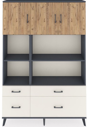 Arges Dolap 8 Raflı 4 Çekmeceli 3 Kapaklı 132x30x195 Antrasit... Antrasit