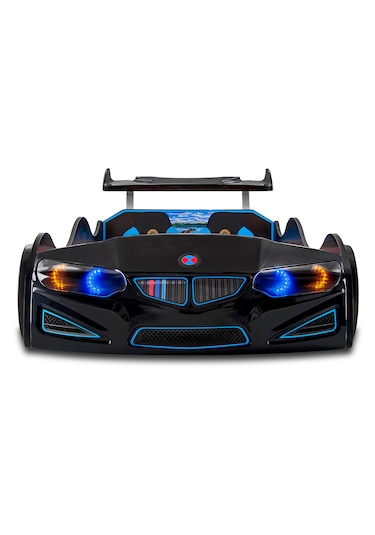 Gt1 - Bazalı Arabalı Yatak - Kumandalı, Sesli, Siyah Tek Kişilik