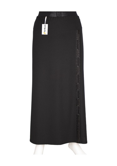 Hesna Kadın Esma Yanı Simli Astarlı Siyah Çan Etek Siyah