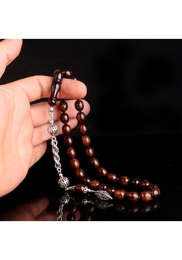 925 Ayar Gümüş Püsküllü Ateş Kehribar Tesbih