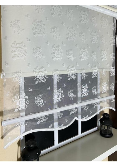 Çift Mekanizmalı Kırık Beyaz Tül Perde Ve Ekru Stor Perde Stb45253-v01