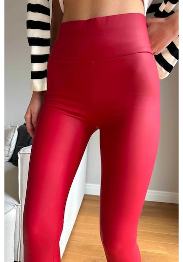 Soonaksesuar Kadın Yüksek Bel Içi Şardonlu Fırsat Ürün Toparlayıcı Tayt Kırmızı
