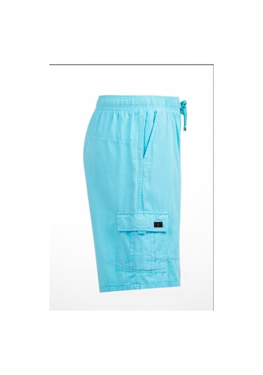 Miami Beach Mint Kargo Cepli Beli Lastikli Unisex Keten Şort %100 Pamuk 001