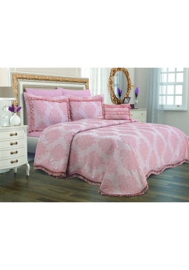 Finezza Larissa Pamuk Polyester Jakar Kumaş Pudra Yatak Örtüsü Se