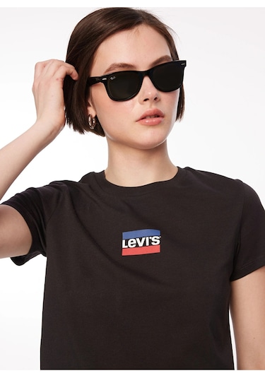 Levi's Levis Bisiklet Yaka Baskılı Siyah Kadın T-shirt A2086-0258