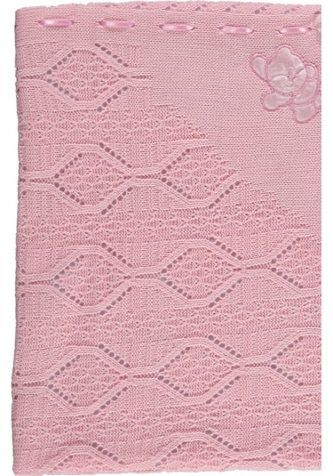 Triko Bebek Battaniye Leylek Nakış Astarlı Yenidoğan Bebek Battan Pembe