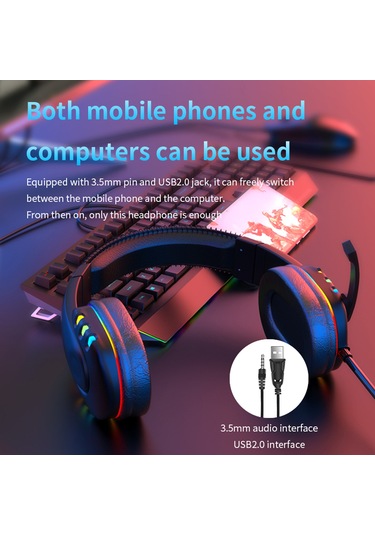 Ruicoo Ak47 Oyun Kulaklığı: Led Aydınlatmalı, Mikrofonlu, Ses Kontrollü, Usb Ve 3.5mm Bağlantı, Siyah