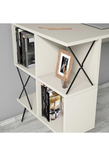 Variant Variant Extra Duvar Raflı Çalışma Masası - Krem