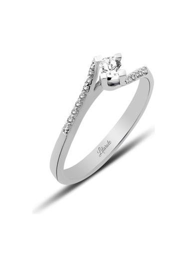 Pırlanta Modern Dalgalı Tektaş Yüzük