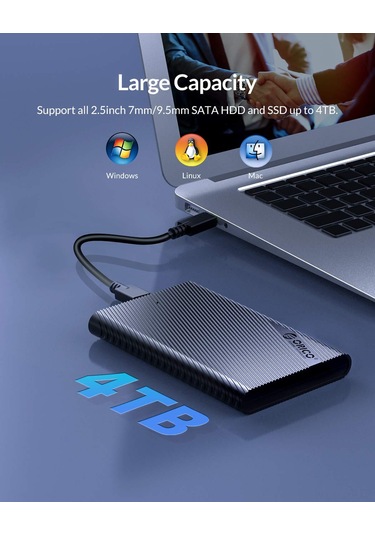 Jeemson Orıco 2521c3 2.5" Sata Ssd/hdd Kutusu, Usb 3.1 Type-c, Uasp İle 5gbps Hız, 4tb Destek, Araçsız Kurulum, Windows/mac/linux Uyumlu