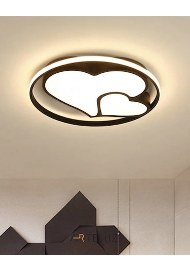Arteluz Modern Kalp Model Tavan Led Avize Siyah