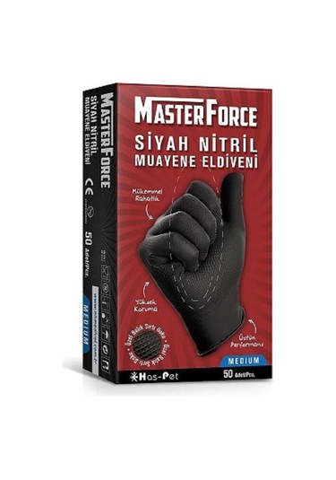 Master Force Siyah Nitril Eldiven 50'Li Paket