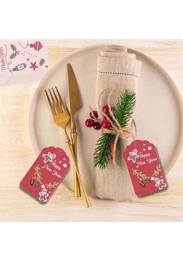 Yılbaşı Happy New Years Yazılı Hediye Etiketi, Yeniyıl Paketleme