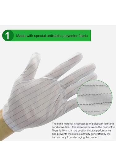 Sones 10 Çift Anti-statik Şeritli Plastik Eldiven, Beden: Standart Beden
