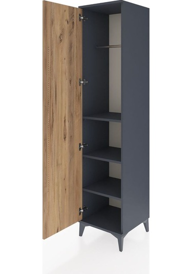 Hyperion Dolap 3 Raflı Tek Kapaklı Tek Askılı 44x44x195 Antra... Antrasit