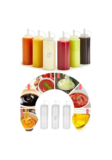 3 Adet Şeffaf Plastik Masterchef Sosluk Ketçap Mayonez Sos Şişesi