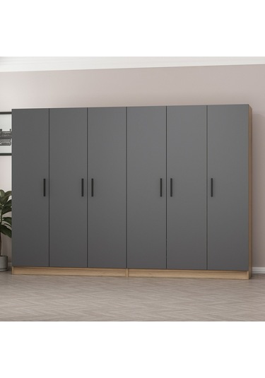 Minar Kale 6 Kapaklı 4 Ç Dolap Dore Antrasit 210cm