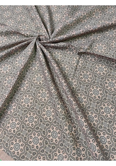 Ebruli Pamuklu Etnik Desenli Soft Eşarp 90x90 Cm Taş