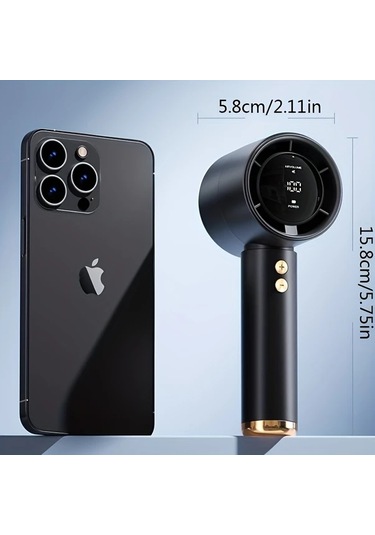 Boatshop1 Siyah Taşınabilir El Tipi Fan 100 Hız Ayarlı Usb Şarj Edilebilir 1200mah Pil Abs Gövde İç Dış Mekan