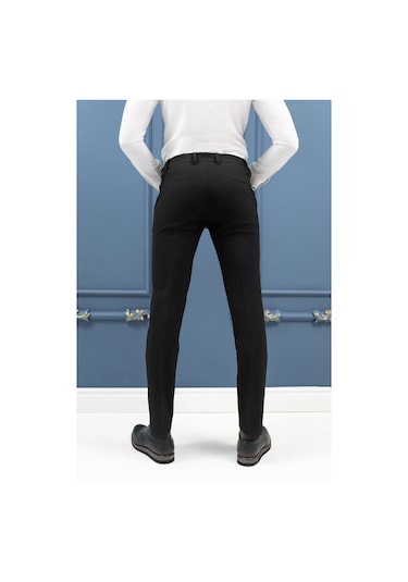 Ecer Regular Fit Yan Cepli Kışlık Gofre Kumaş Pantolon Siyah