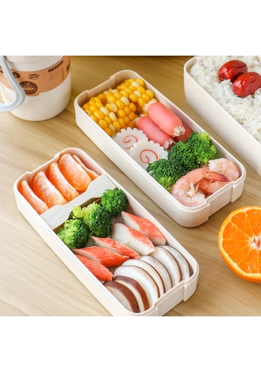 Ranyeek Öğrenci Ve Ofis Çalışanı İçin Üç Katlı Buğday Saplı Bölmeli Plastik Mutfak Sandviç Kutusu Pembe Diğer