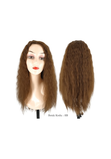 Peruk Ankara Fiber Sentetik Afro Su Dalgası Peruk Kumral No-8b