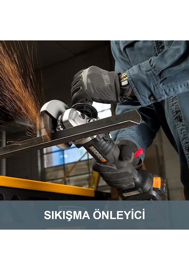 Worx WX812.9C 20 V 2.0 Ah 125 MM Kömürsüz Profesyonel Tek Akülü Şarjlı Avuç Taşlama