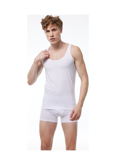 Malabadi Erkek Beyaz Ince Askılı Iz Yapmayan Modal Atlet 013 Beyaz