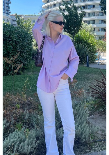 Madmext Mad Girls Lila Oversize Gömlek Mg1369-lila Lila