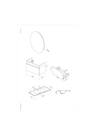 Kobos Harmony 100 Cm Banyo Dolabı Seti Light Grey + Meguro Gri