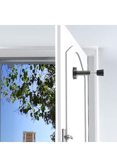 Pazly 2 Adet Yapışkanlı Kapı Durdurucu - Paslanmaz Çelik & Kauçuk Uçlu, Hidrolik Şok Emici Teknolojili, Küçük Boyutlu