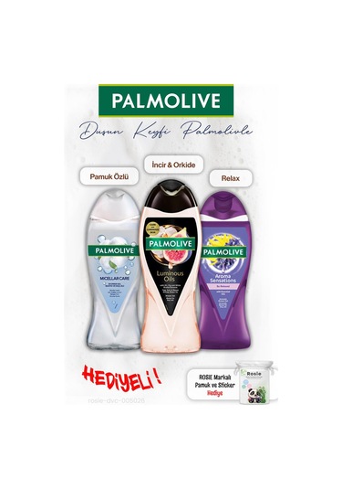Palmolive 3'lü Duş Jeli İncir 250 Ml, Pamuk Özü Ve Relax 500 Ml, Rosıe Hediye Fresh