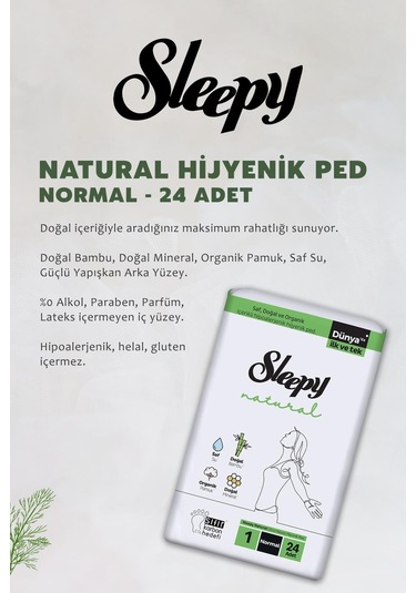 Sleepy Natural Ultra Hassas Hijyenik Ped Normal 24 Adet Ped Ve Rosıe