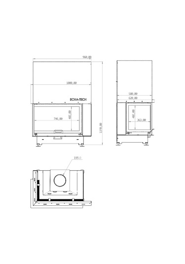 Echa Tech Asansörlü Çelik Köşe Şömine Haznesi Sol Açık 90 D