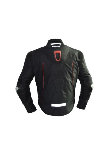 Motosiklet Montu Ce Onaylı Reflektörlü 4 Mevsim Maxdura Kumaş Hörgüçlü Model Motor Mont Siyah