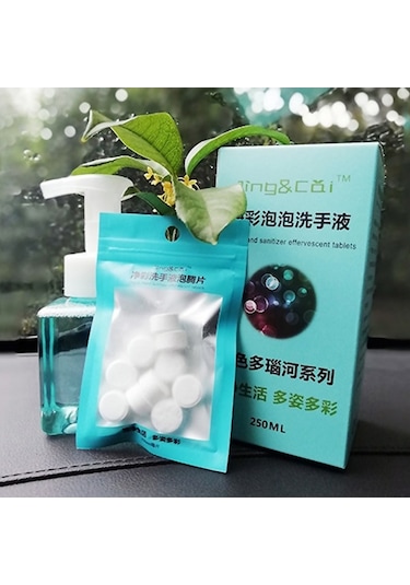 Novahub Kolay Taşınabilir Efervesan El Sabunu Tabletleri 10'lu Paket - Köpük Şişesi Dahil Beyaz Beyaz