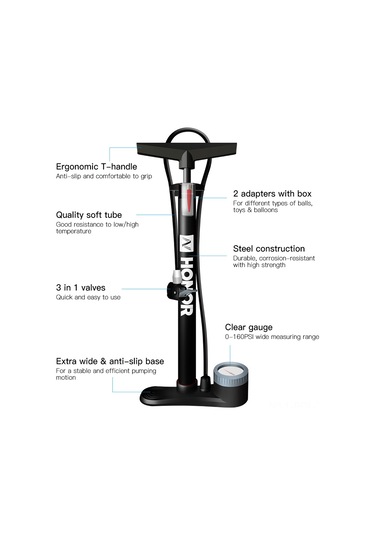 Padalink Bisiklet Pompası Dikey Tip 160 Psı, Hızlı Ve Güvenli Lastik Şişirme, Büyük Manometre, Schrader-presta-dunlop Uyumlu, Çelik Malzeme