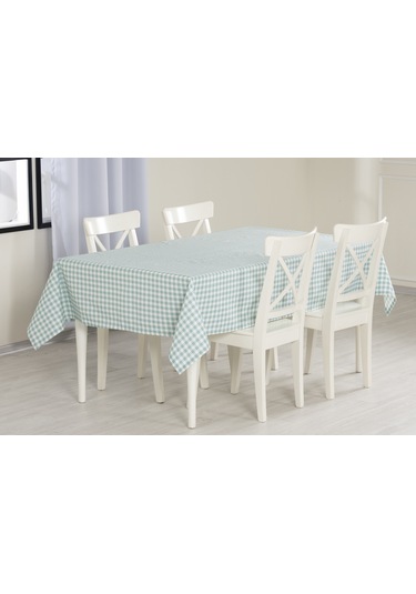 Ekose Masa Örtüsü Turkuaz