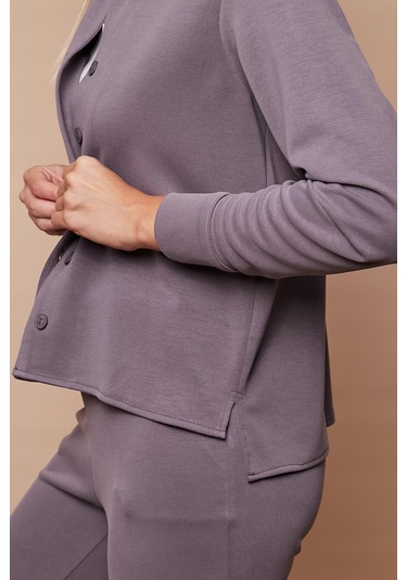 Kadın Şık Hafif Likralı Modal Kumaş Yakalı Uzun Kol Yanları Yırtmaçlı Gömlek Pantolon Için Jument 49050 -Koyu Gri K.Gri Kadın Şık Hafif Likralı Modal Kumaş Yakalı Uzun Kol Yanları Yırtmaçlı Gömlek Pantolon Için Jument 49050 -Koyu Gri K.Gri