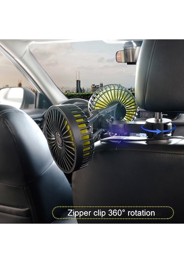Suıtu F4208 Araç Soğutma Fanı Araç Arka Koltuk Arkalığı Usb Çift Kafalı Elektrikli Fan