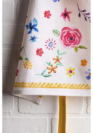 Fastbuy Kadınlar İçin Uzun Bağlı Ayarlanabilir Pamuklu Mutfak Önlüğü 19 Happy Florals Sweety Diğer