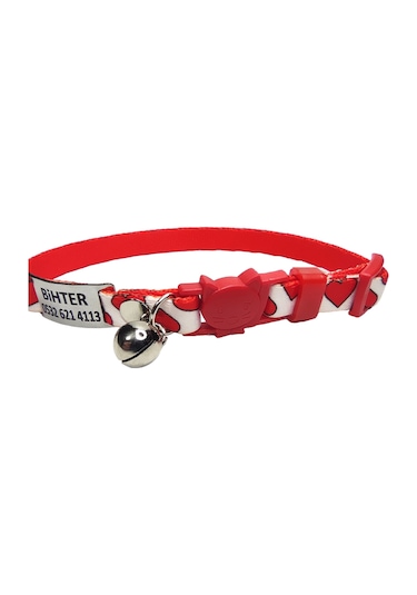 Ayz Markalama Güvenlik Kilitli İsimli Kedi Tasması Kedi Madalyon Kalp Desenli