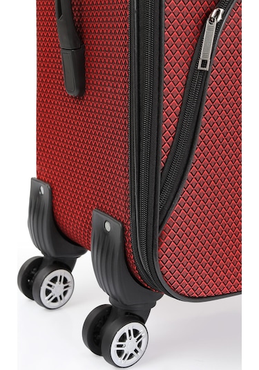 Oleets 8 Tekerli Su Geçirmez Kumaş Orta Boy Valiz Bordo