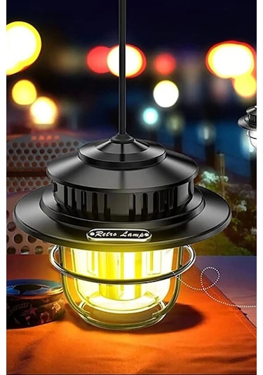 Taşınabilir Retro Fener Su Geçirmez Dış Mekan Güçlü Led Kamp Bahçe Feneri Dekor