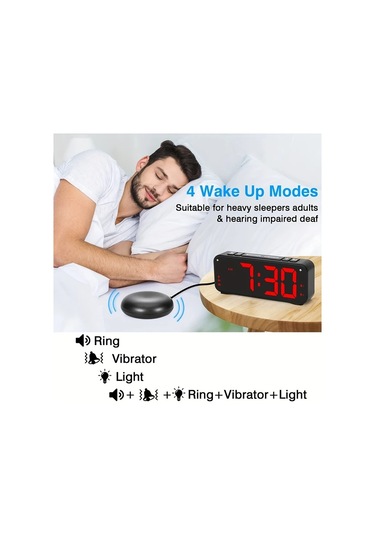 Oldfriend Beyaz Kabuk Beyaz Rakam Titreşimli Çalar Saat, 6,5" Led Ekran, 4 Parlaklık Seviyesi Beyaz Kabuk Beyaz Karakterler