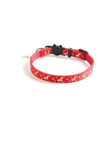 Kolyeli Dokuma Kedi Yaka Yıldız Ay For 1x28cm Mavi Siyah Kırmızı Yeşil