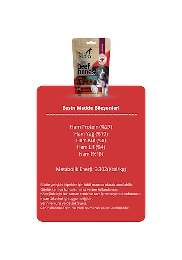 Dog Beef Bones 12x80gr. Biftekli, Köpek Ödül Maması