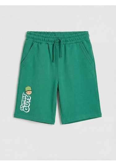 Lc Waikiki Yeşil Erkek Çocuk Stumble Guys Baskılı Şort