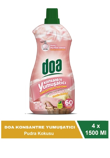 Doa Konsantre Çamaşır Yumuşatıcı Pudra Kokulu 60 Yıkama 1500 Ml X 4 Adet 4'lü Set